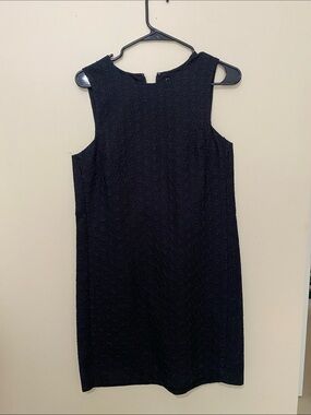Theory Black Sleeveless Eyelet Shift Dress
